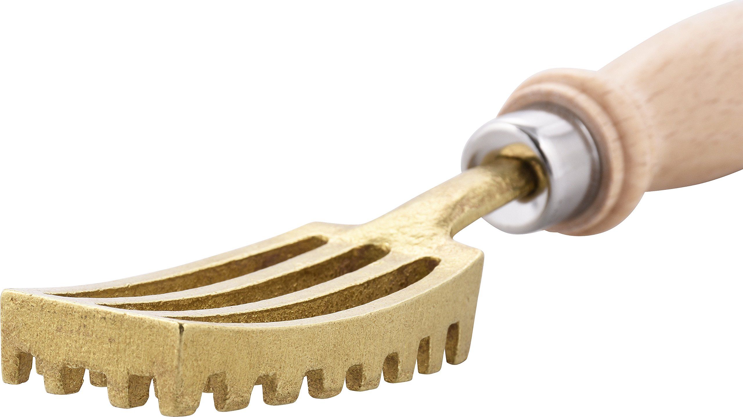Fish Scaler Brush with Brass Serrated Sawtooth and Ergonomic Wooden Handle view 3