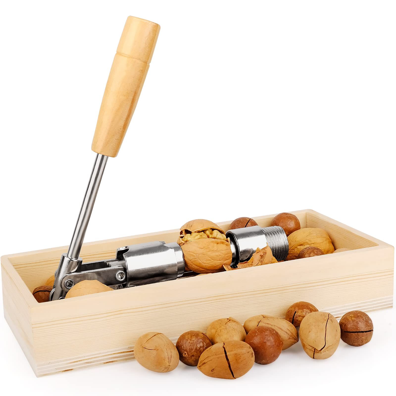 Nutcracker Heavy Duty Nut cracker Pecan Cracker Walnut Cracker Tool with Wood view 2