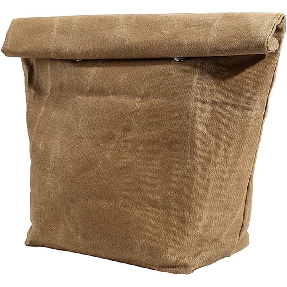 Waxed Canvas Lunch Bag – Reusable Insulated Paper Bag-Style Lunchbox for