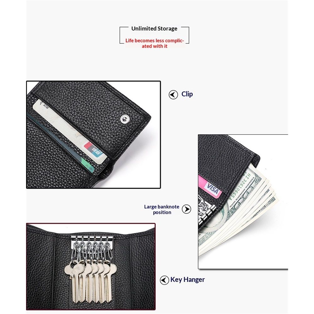 Cowhide Key Holder - Car Key Loop Wallet Slim Keychain Pouch - Practical Key view 5
