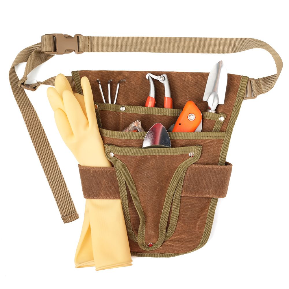 Garden Tool Belt, Brown, Multi-Pocket, Adjustable, Canvas, 28.5cm x 30cm, for view 2