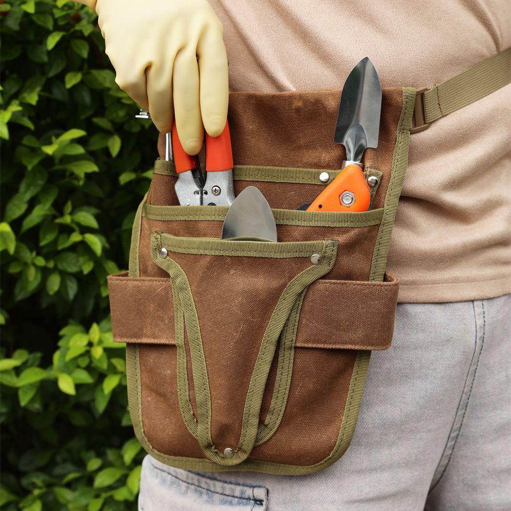 Garden Tool Belt, Brown, Multi-Pocket, Adjustable, Canvas, 28.5cm x 30cm, for view 3