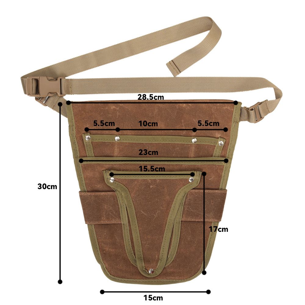 Garden Tool Belt, Brown, Multi-Pocket, Adjustable, Canvas, 28.5cm x 30cm, for view 5