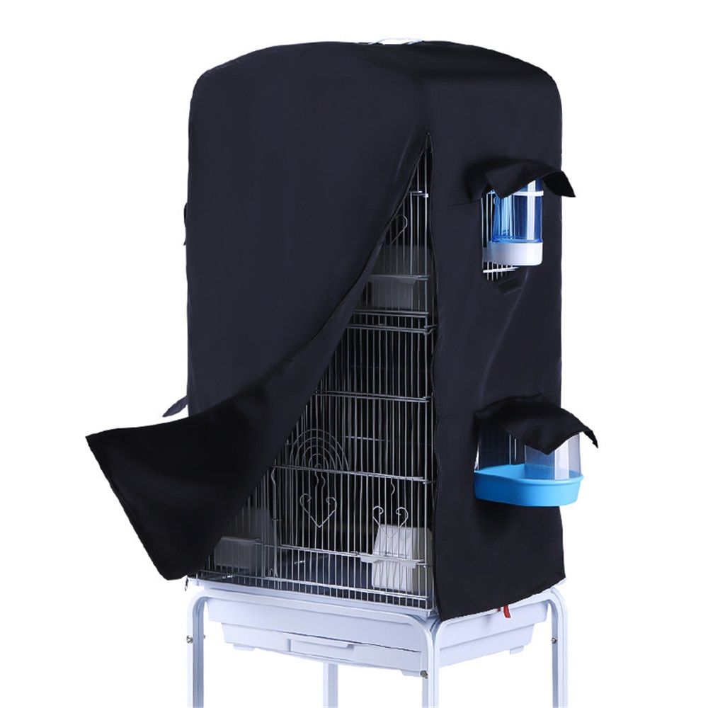Bird Cage Cover for Night - Black Birdcage Cover with 4 Access Windows