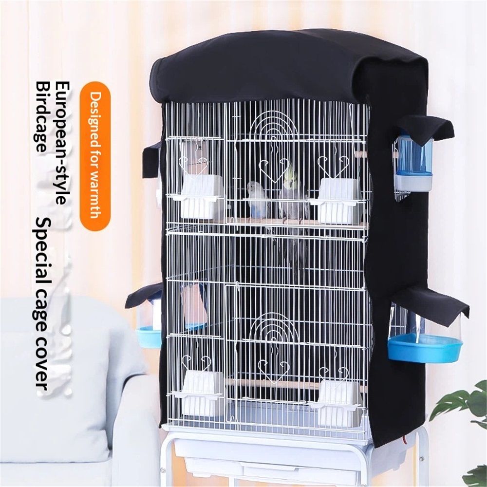 Bird Cage Cover for Night - Black Birdcage Cover with 4 Access Windows view 2