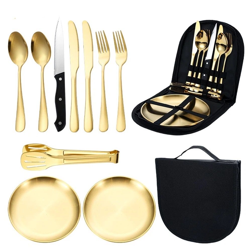 Camping Utensil Set, Camping Silverware Set for 2, Reusable Travel Cutlery
