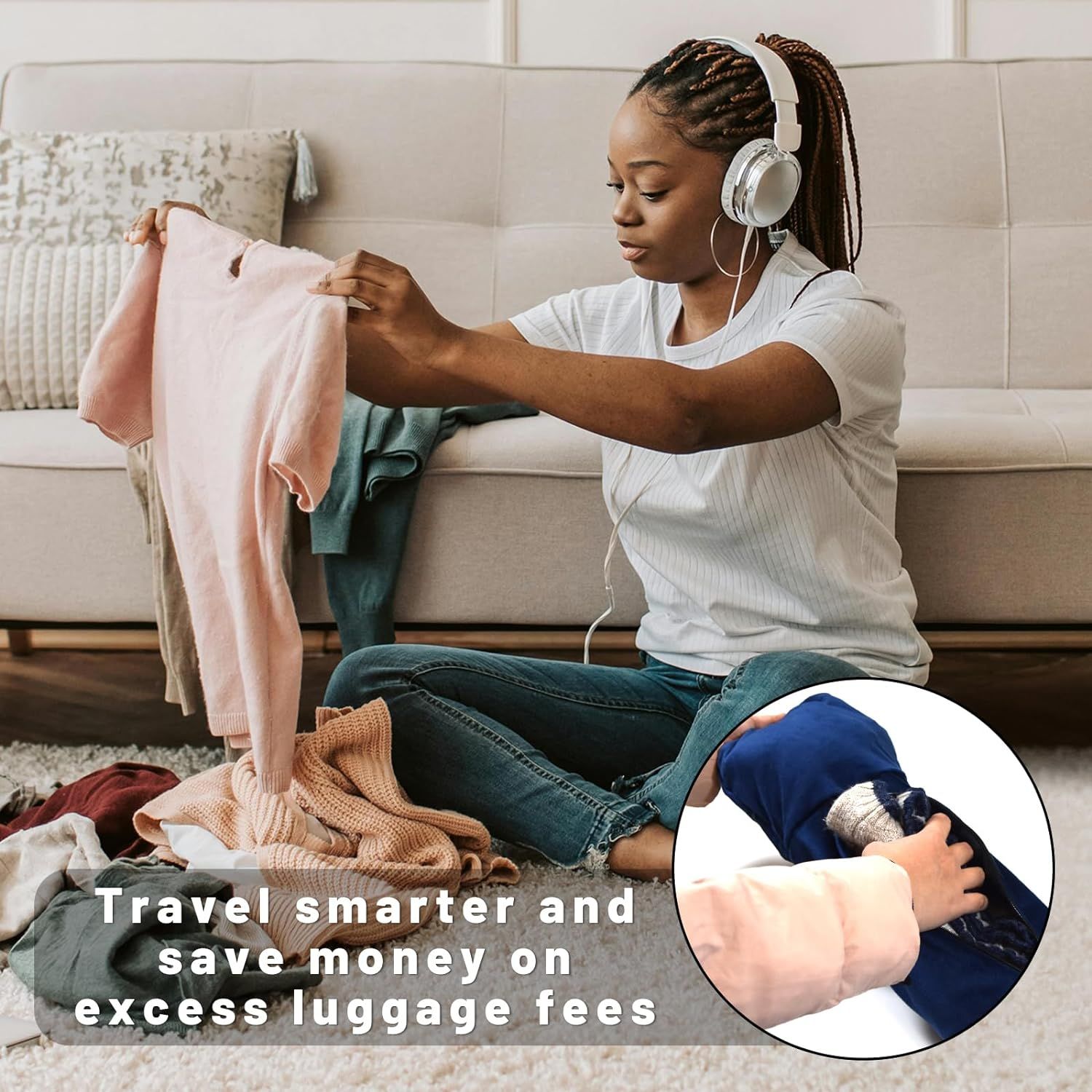 Stuffable Travel Pillow for Luggage Transformable Carry-On Solution Soft view 3