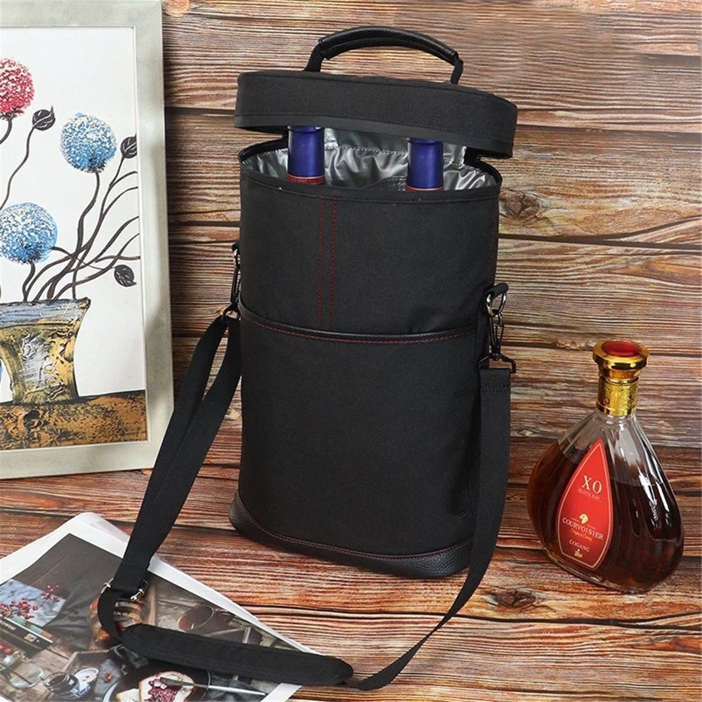 2 Bottle Leakproof Insulated Wine Tote Carrier Bag - Padded Cooler for Travel view 4