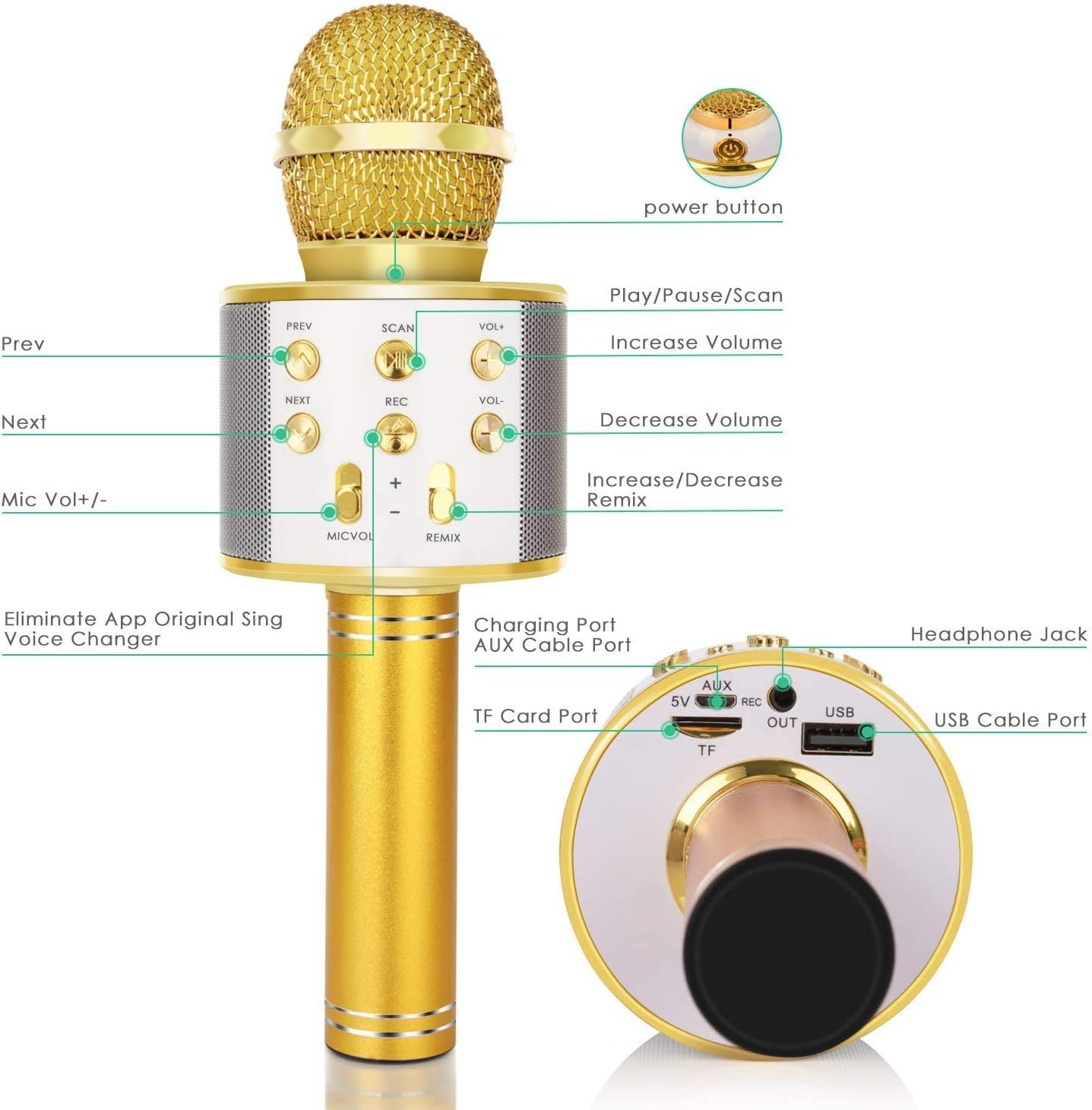 Wireless Bluetooth Karaoke Microphone for Kids view 4