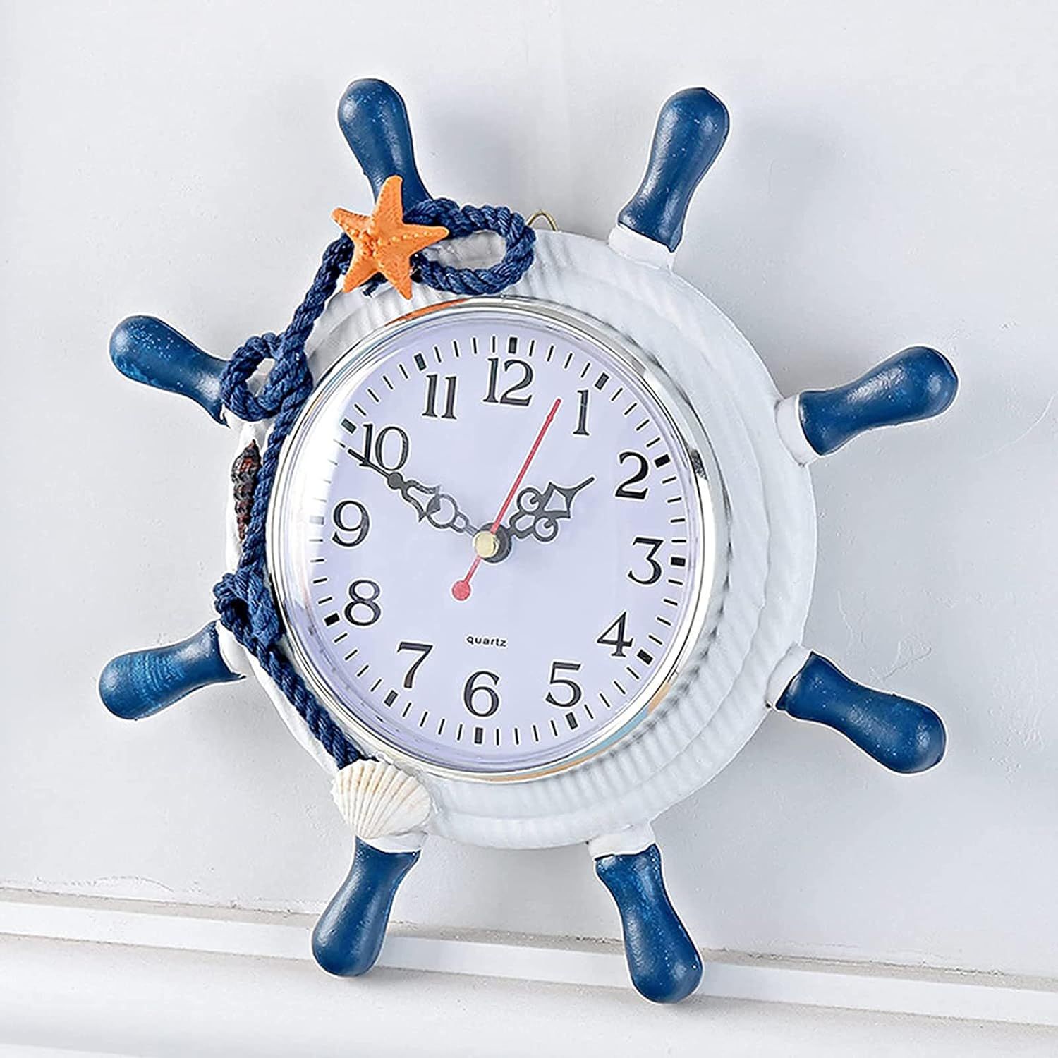 Mediterranean Style Wooden Ship Steering Wheel Outdoor Garden Wall Clock view 4