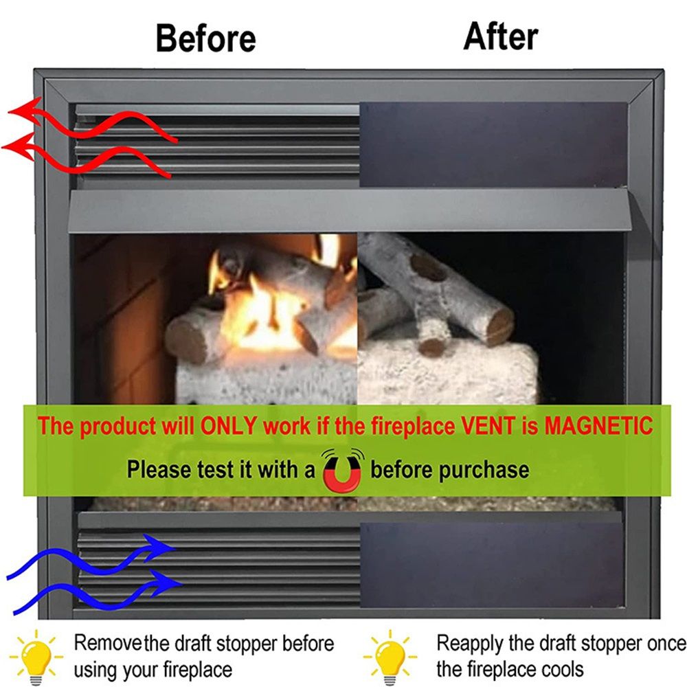 Magnetic Fireplace Draft Stopper - 2pcs Fireplace Vent Covers view 3