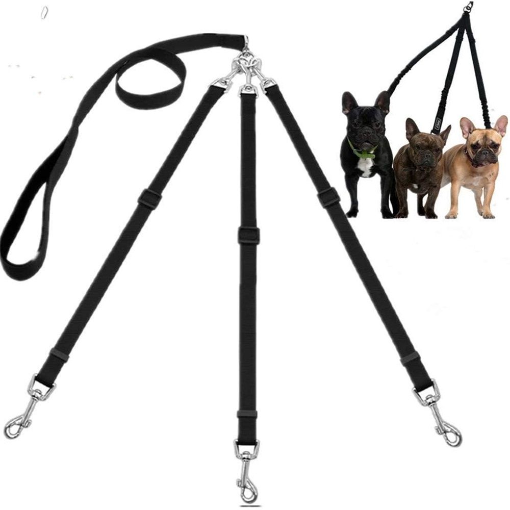 Nylon Weave Three Heads One Drag Three Dog Leash Square Round Rope Pet