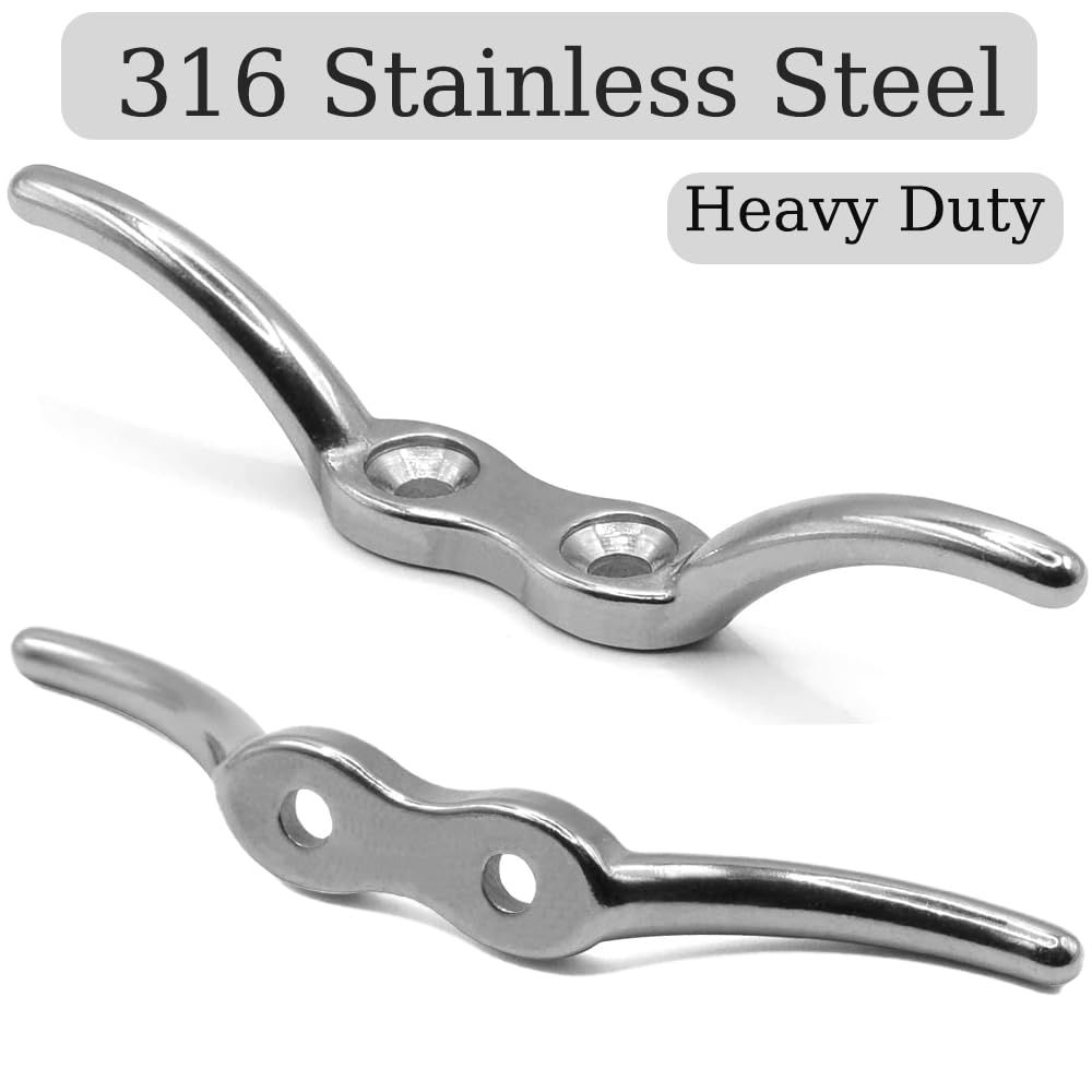 Boat Cleat, 2 1/2 in 6 inch Dock Cleat 316 Stainless Steel Marine Grade, Rope view 2