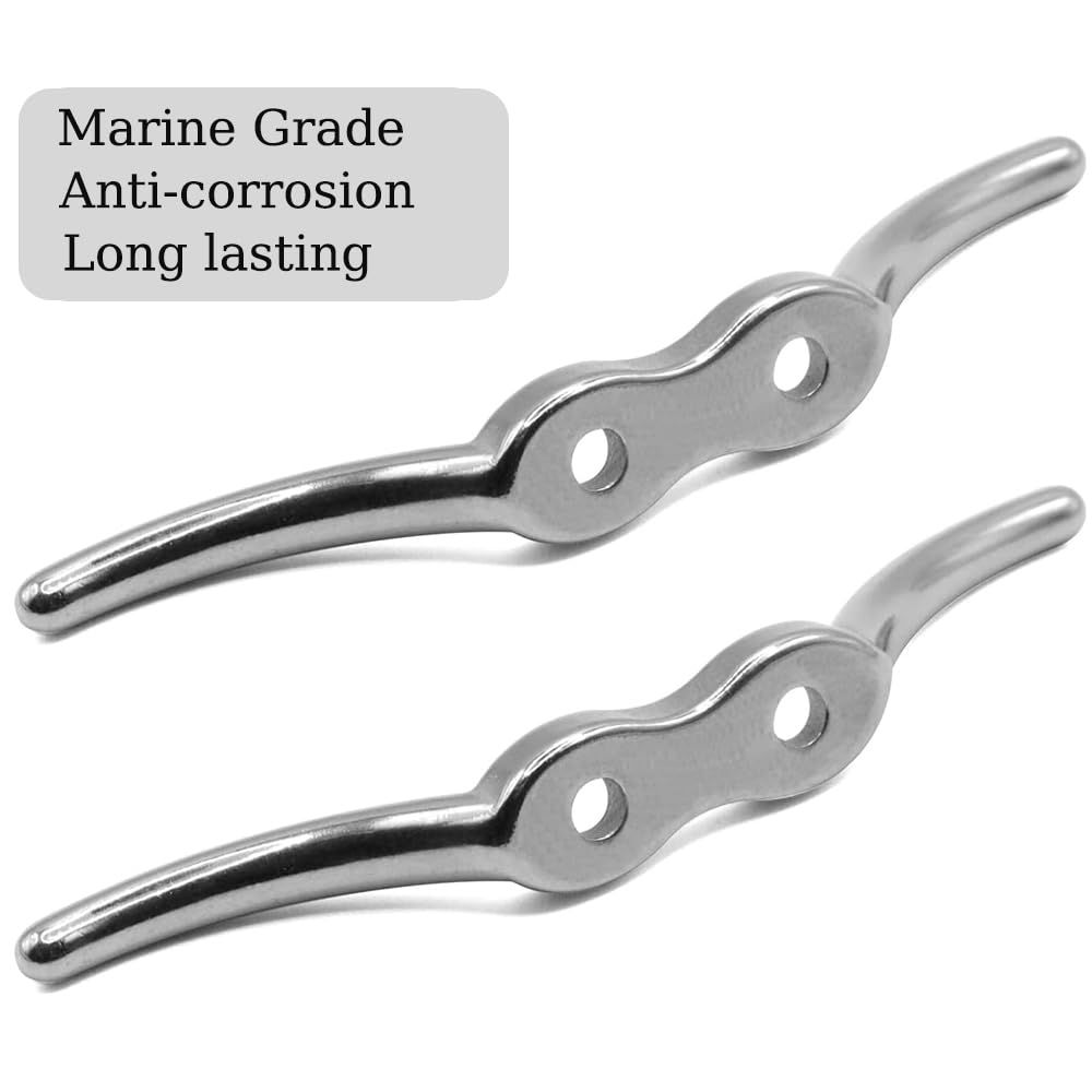 Boat Cleat, 2 1/2 in 6 inch Dock Cleat 316 Stainless Steel Marine Grade, Rope view 3