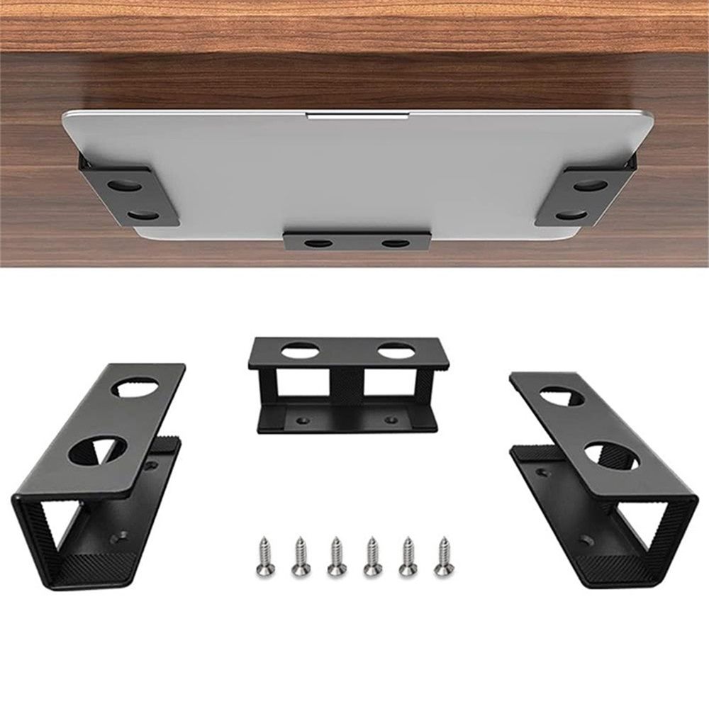 Under Desk Laptop Mount, Metal Under Desk Shelf Holder for Laptop, Mac mini view 2