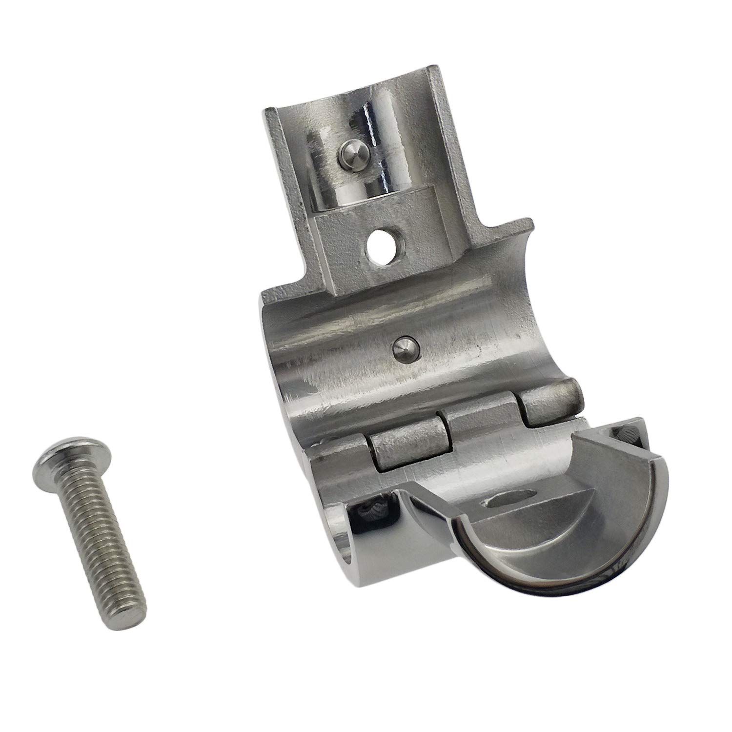 Heavy Duty Boat Hand Rail Fitting- Polished 90 Degree T/Tee Hinged/Split view 3