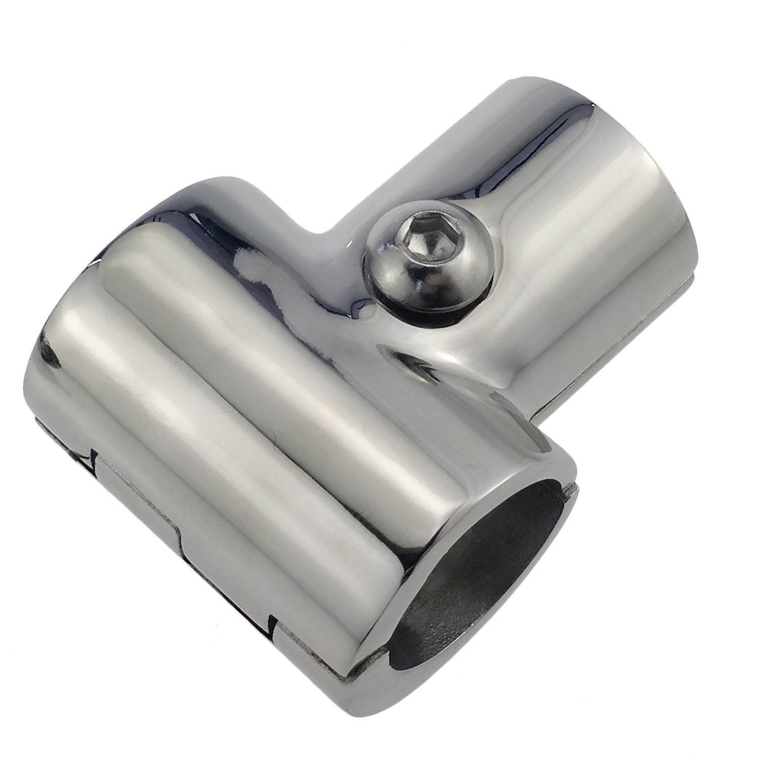 Heavy Duty Boat Hand Rail Fitting- Polished 90 Degree T/Tee Hinged/Split view 4