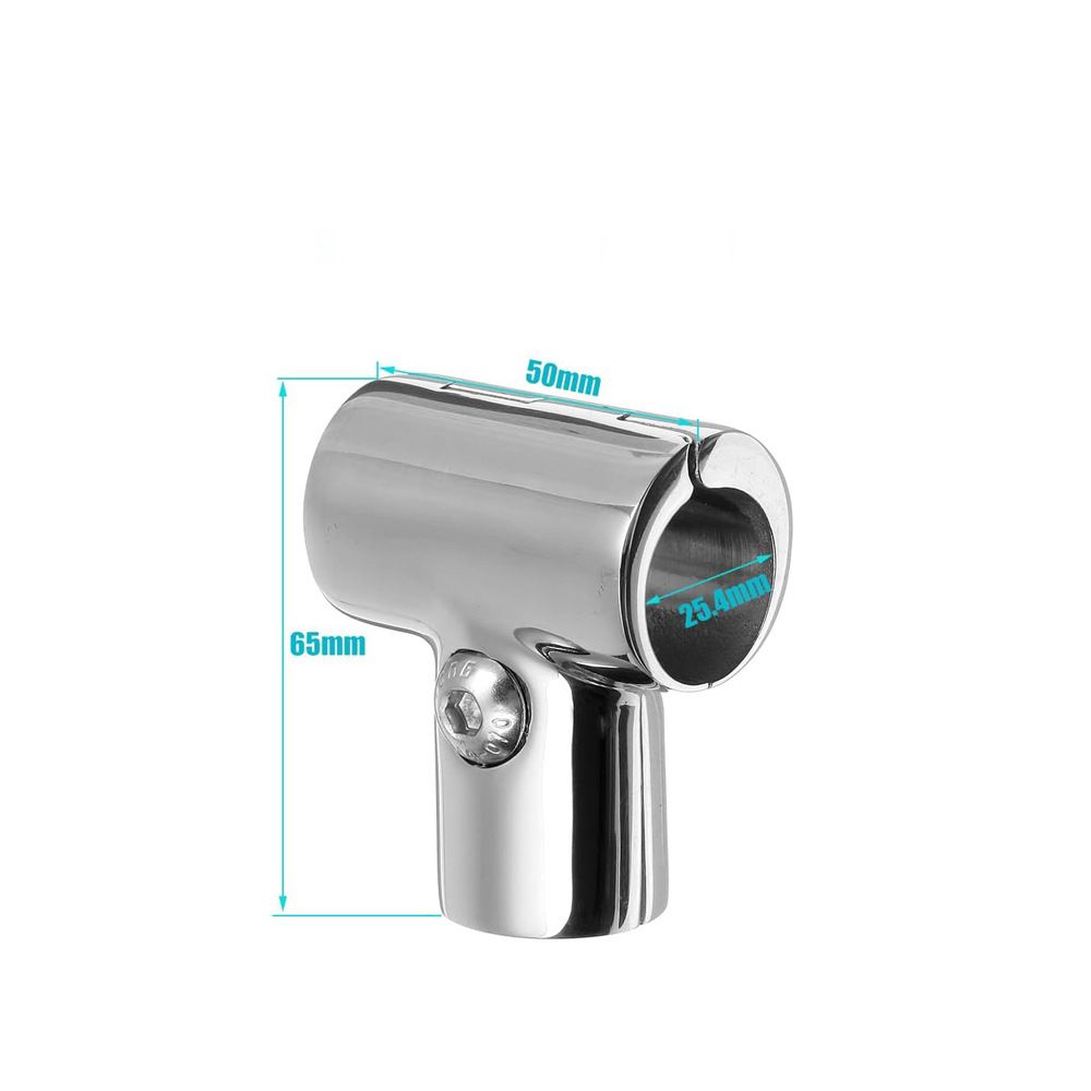 Heavy Duty Boat Hand Rail Fitting- Polished 90 Degree T/Tee Hinged/Split view 5