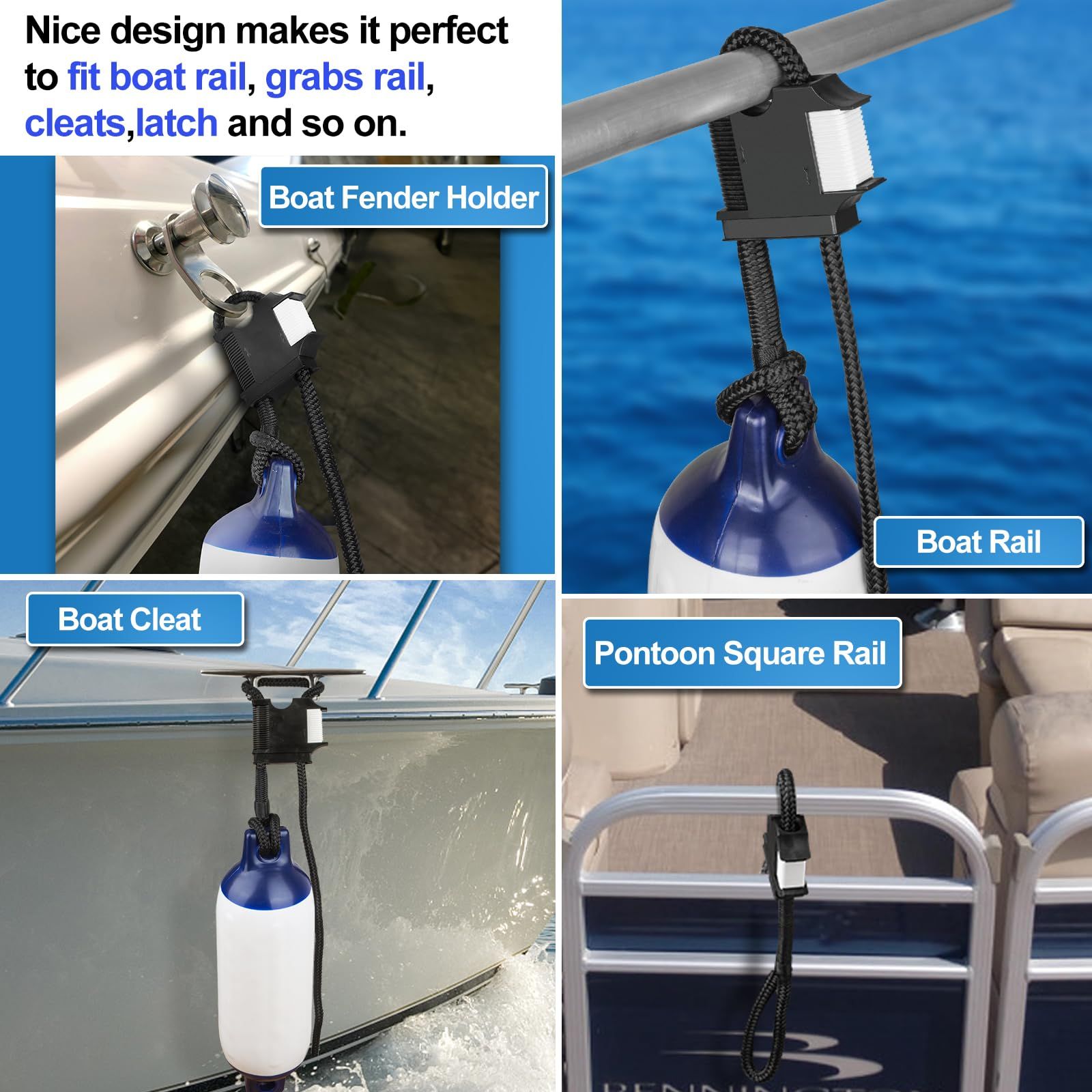 Boat Fender Hanger, Boat Rail and Cleat Fender Clips, Quick Connect and view 5