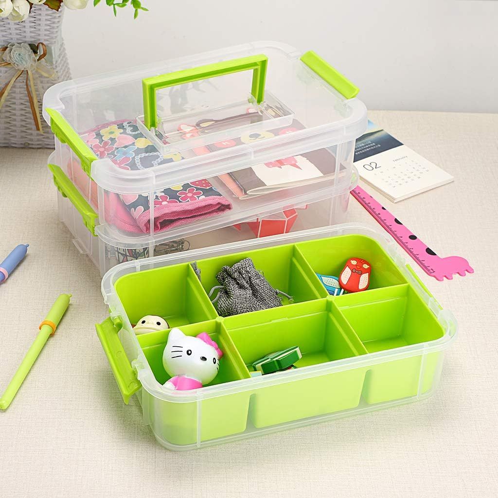 3-Tiers Stack Carry Storage Box With Divided Tray view 3