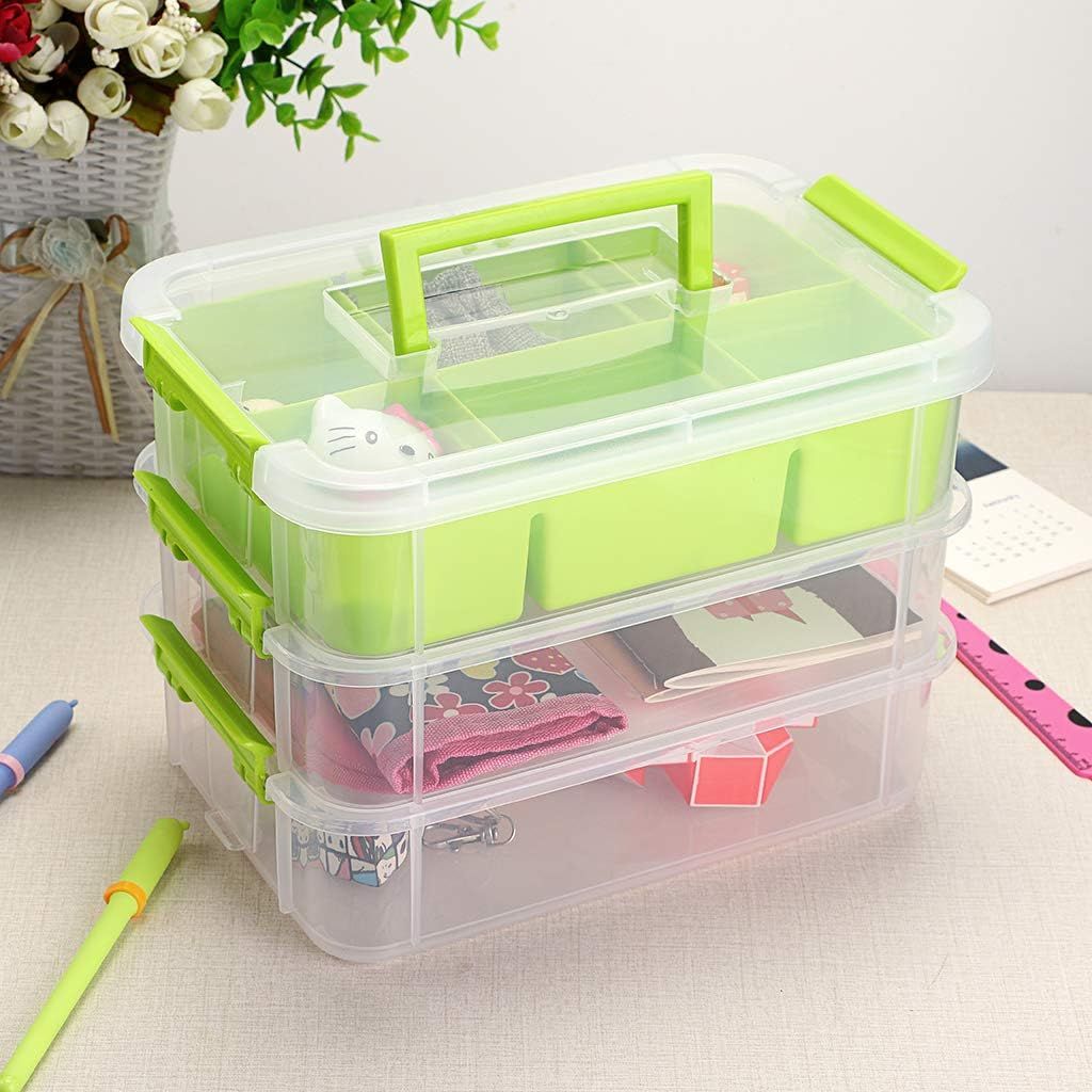 3-Tiers Stack Carry Storage Box With Divided Tray view 4