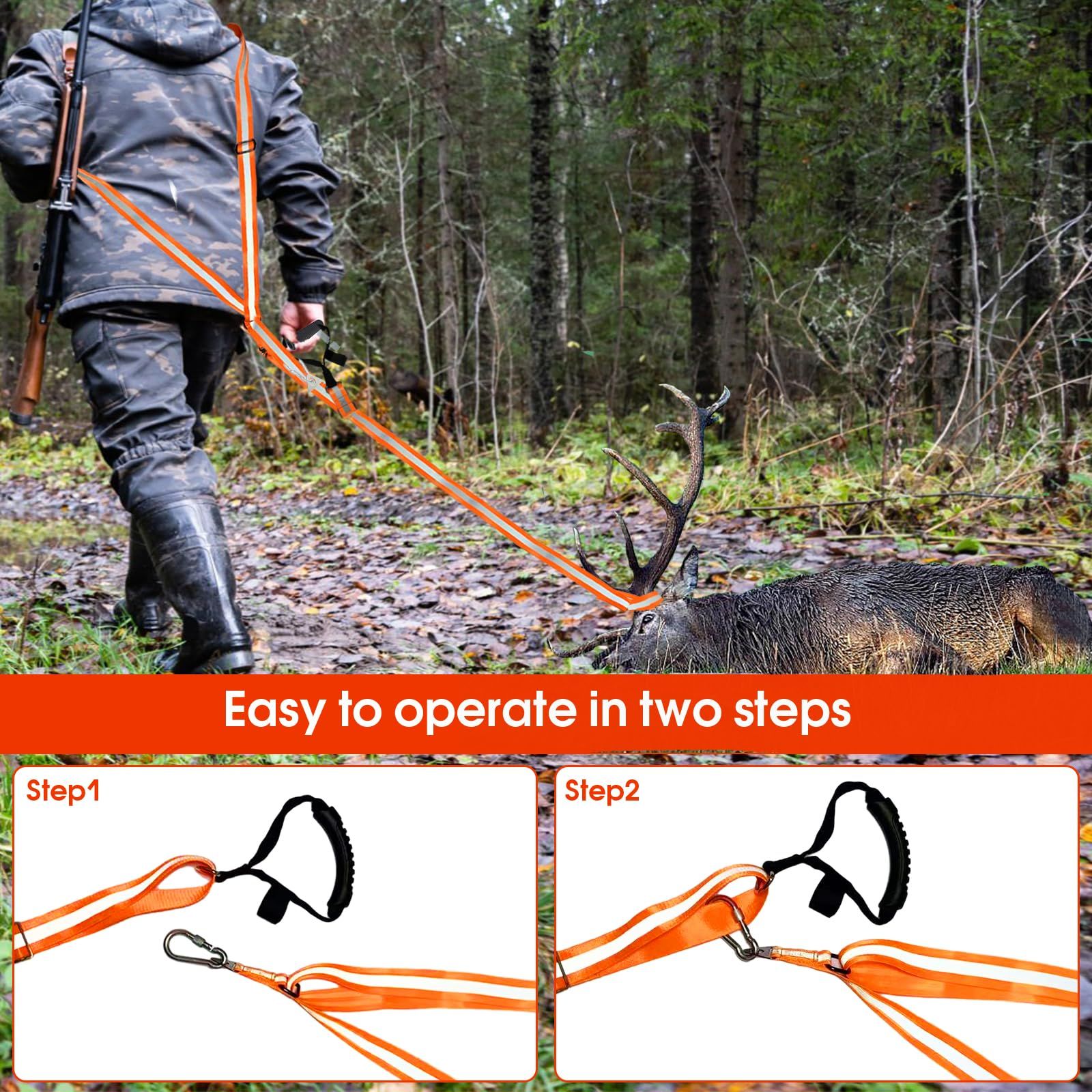 Deer Drag Strap and Harness Heavy Duty Safety Deer Dragging Rope Hunting view 4