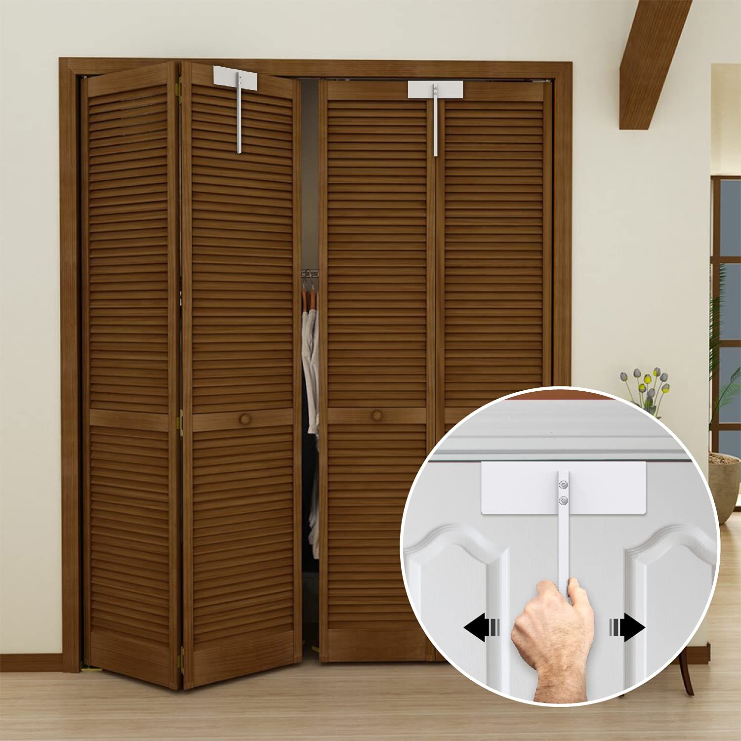 Metal Bifold Door Lock - Double Door Locks Keep Cats&Dogs Out of Closets view 2