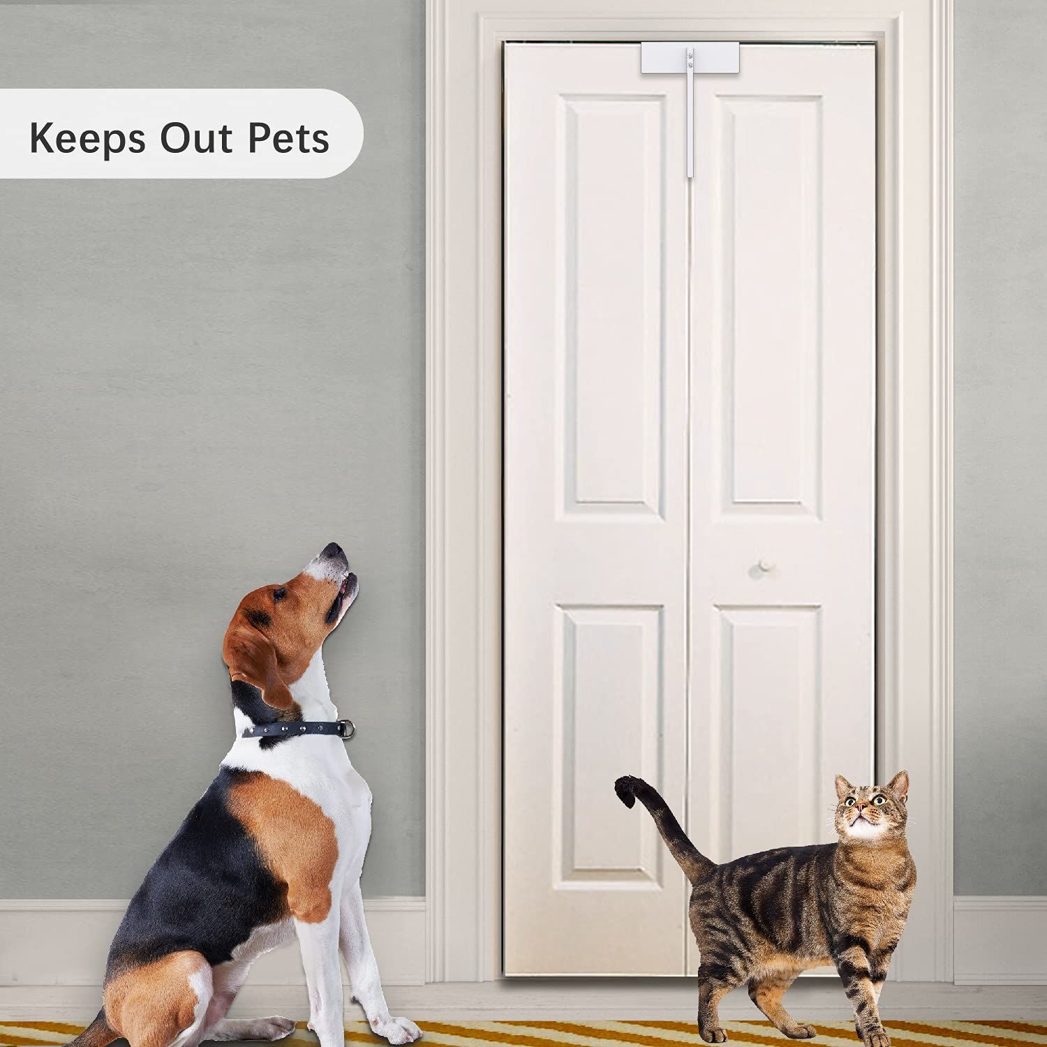 Metal Bifold Door Lock - Double Door Locks Keep Cats&Dogs Out of Closets view 4