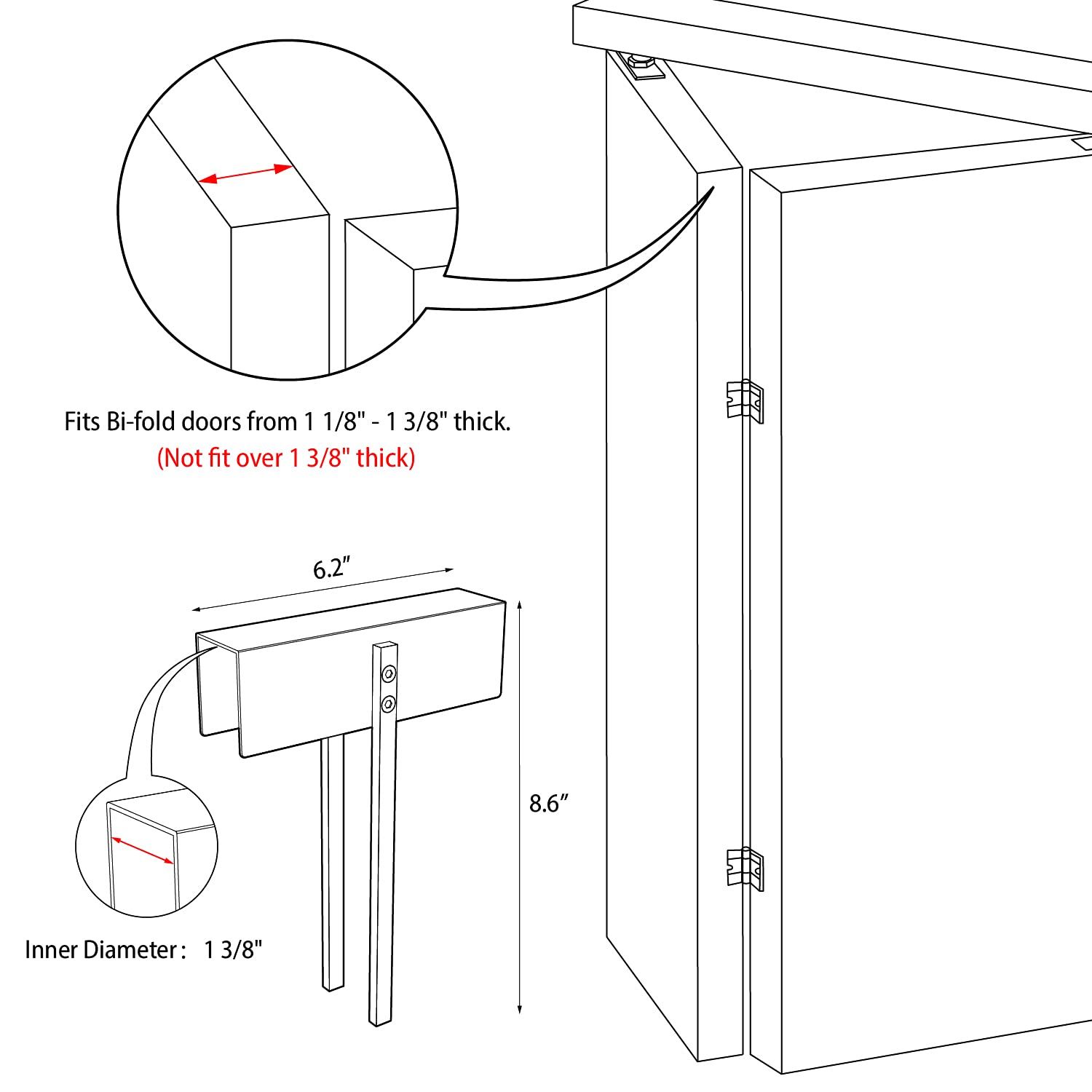 Metal Bifold Door Lock - Double Door Locks Keep Cats&Dogs Out of Closets view 5