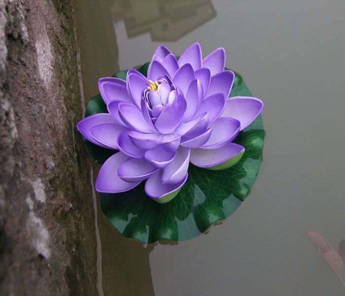 2Pack Artificial Floating Foam Lotus Flowers Water Lily Pond Plants Home — image 1