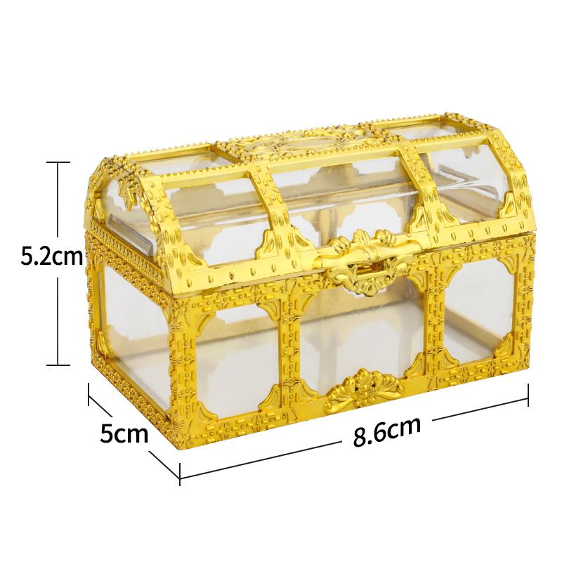 4PCS Chest Keepsake Jewelry Box Small Transparent Vintage Decorative Metal Box