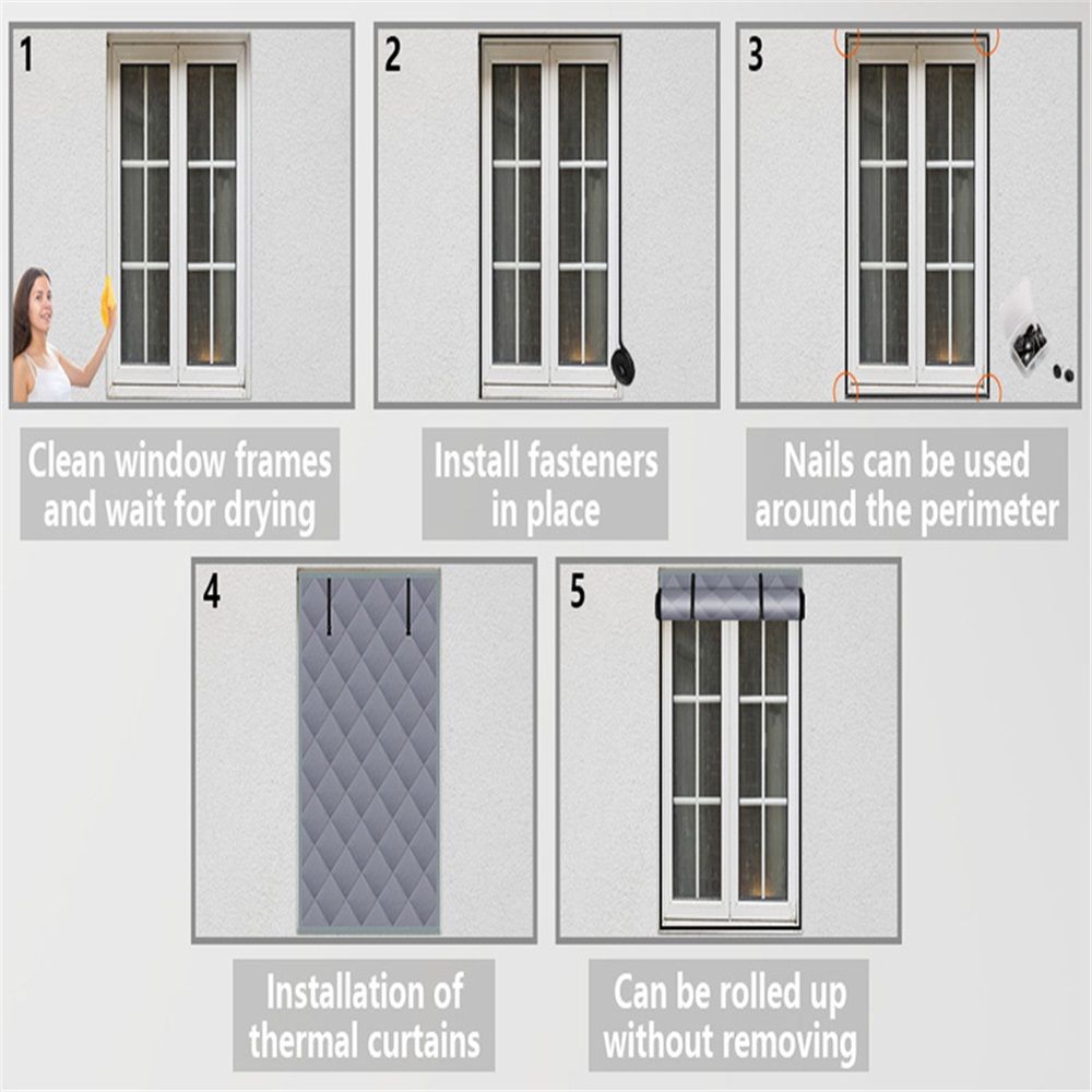 3 Layer 30*56 Inches Winter Insulated Window Curtain-Oxford Thermal Insulated view 2