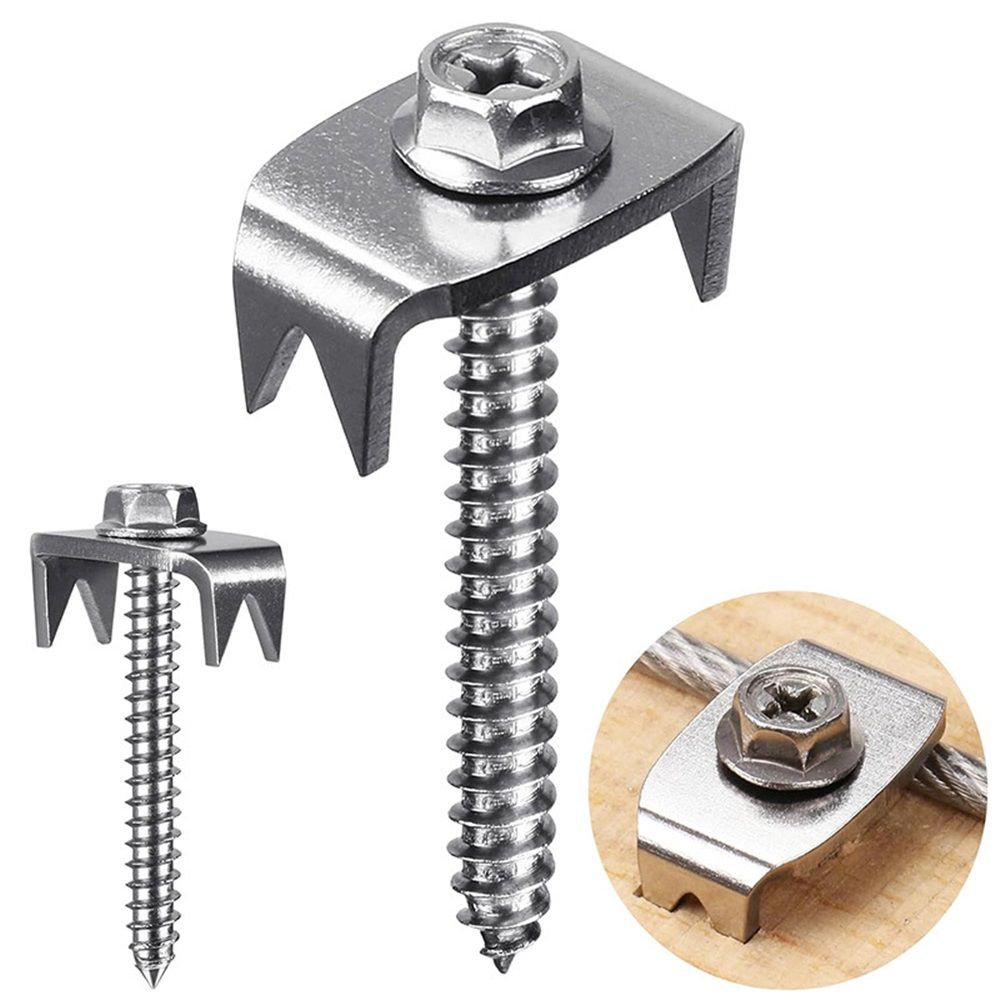 Fence Staples, 304 Stainless Steel Fence Nails for Softwood, Reusable Wire view 2