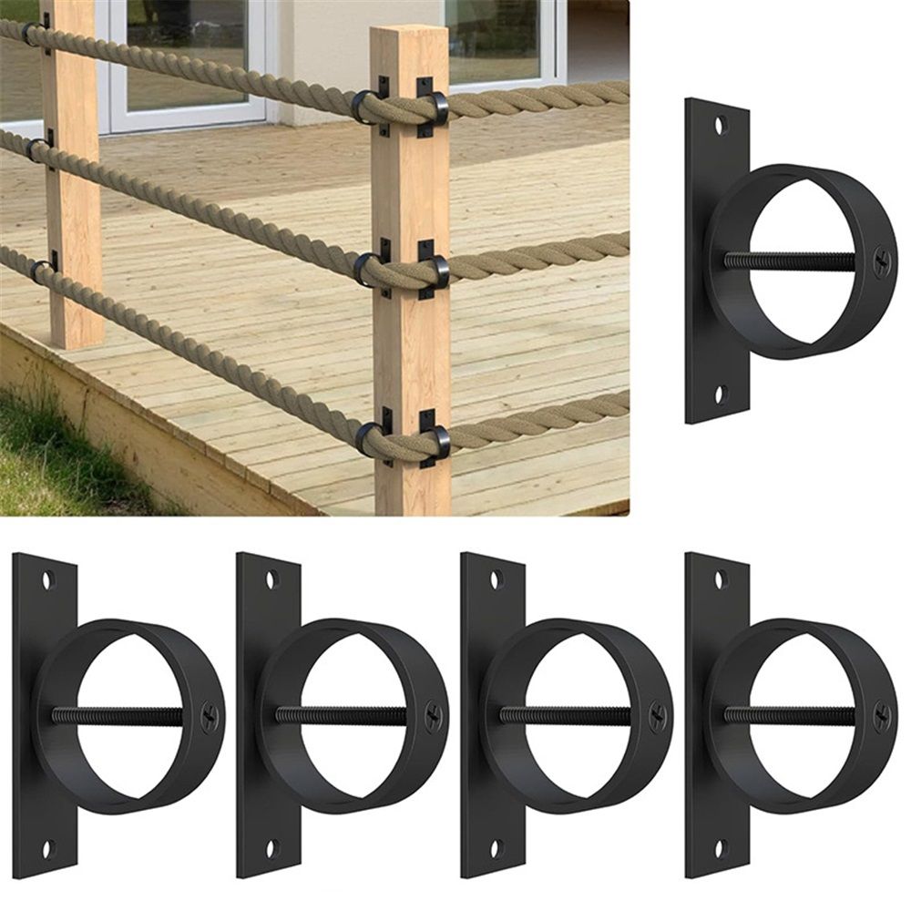 4 Packs 2inch Black Rope Support Holder with Cross Screw Securing Rope Drop view 2