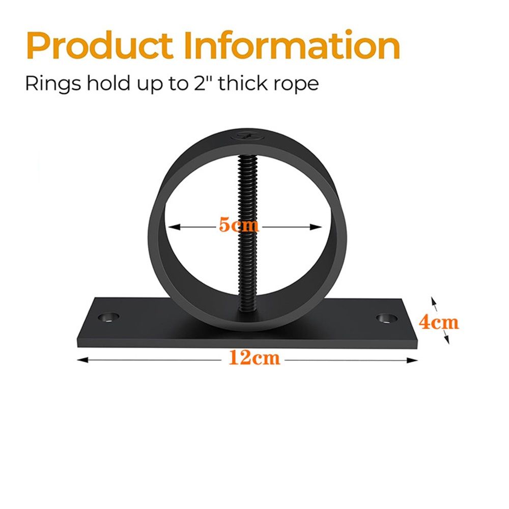 4 Packs 2inch Black Rope Support Holder with Cross Screw Securing Rope Drop view 3