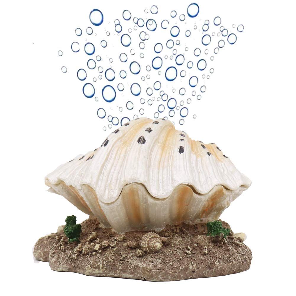 Aquarium Shell Decoration with Air Stone Bubble Tropical Clam Ornament