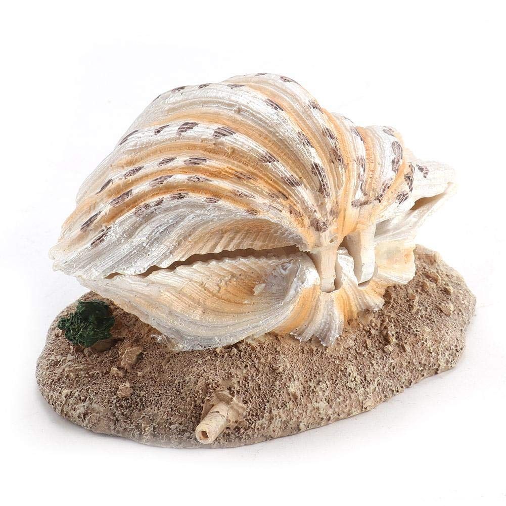 Aquarium Shell Decoration with Air Stone Bubble Tropical Clam Ornament view 2