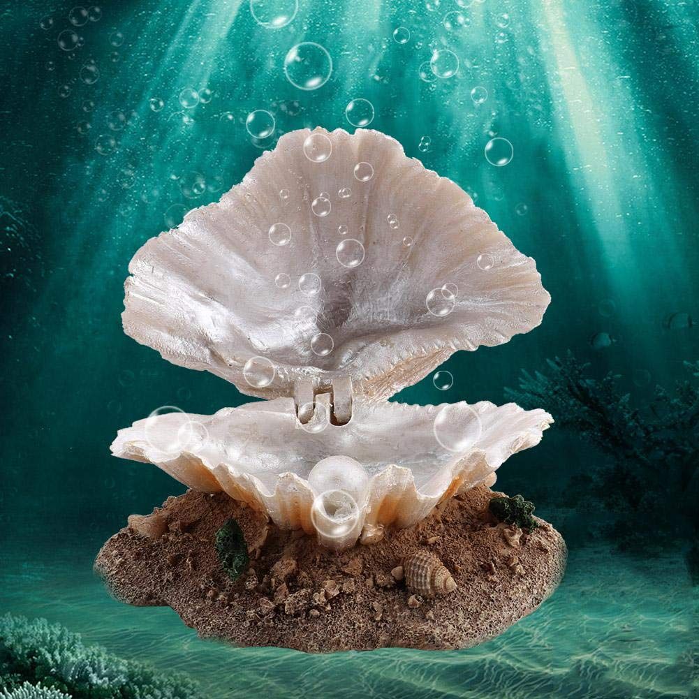 Aquarium Shell Decoration with Air Stone Bubble Tropical Clam Ornament view 5