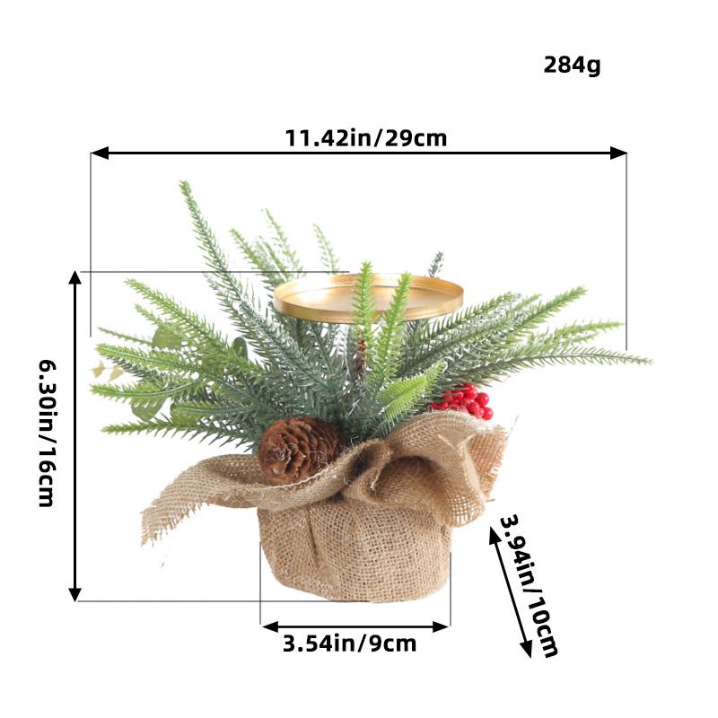 Wrought Iron Candlestick Christmas Tree Holder Berries Pinecone Candelabra — image 1