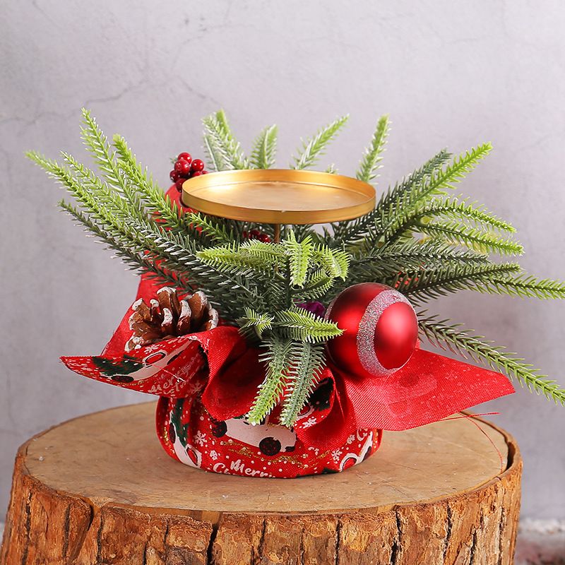 Wrought Iron Candlestick Christmas Tree Holder Berries Pinecone Candelabra view 2