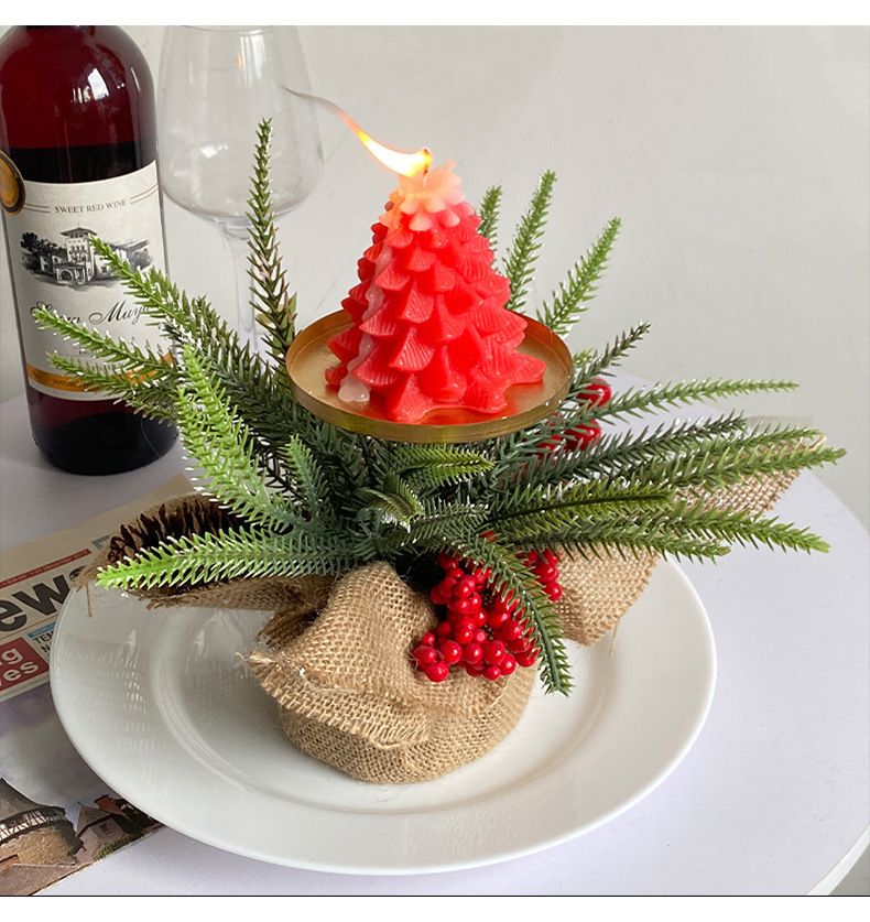 Wrought Iron Candlestick Christmas Tree Holder Berries Pinecone Candelabra view 4
