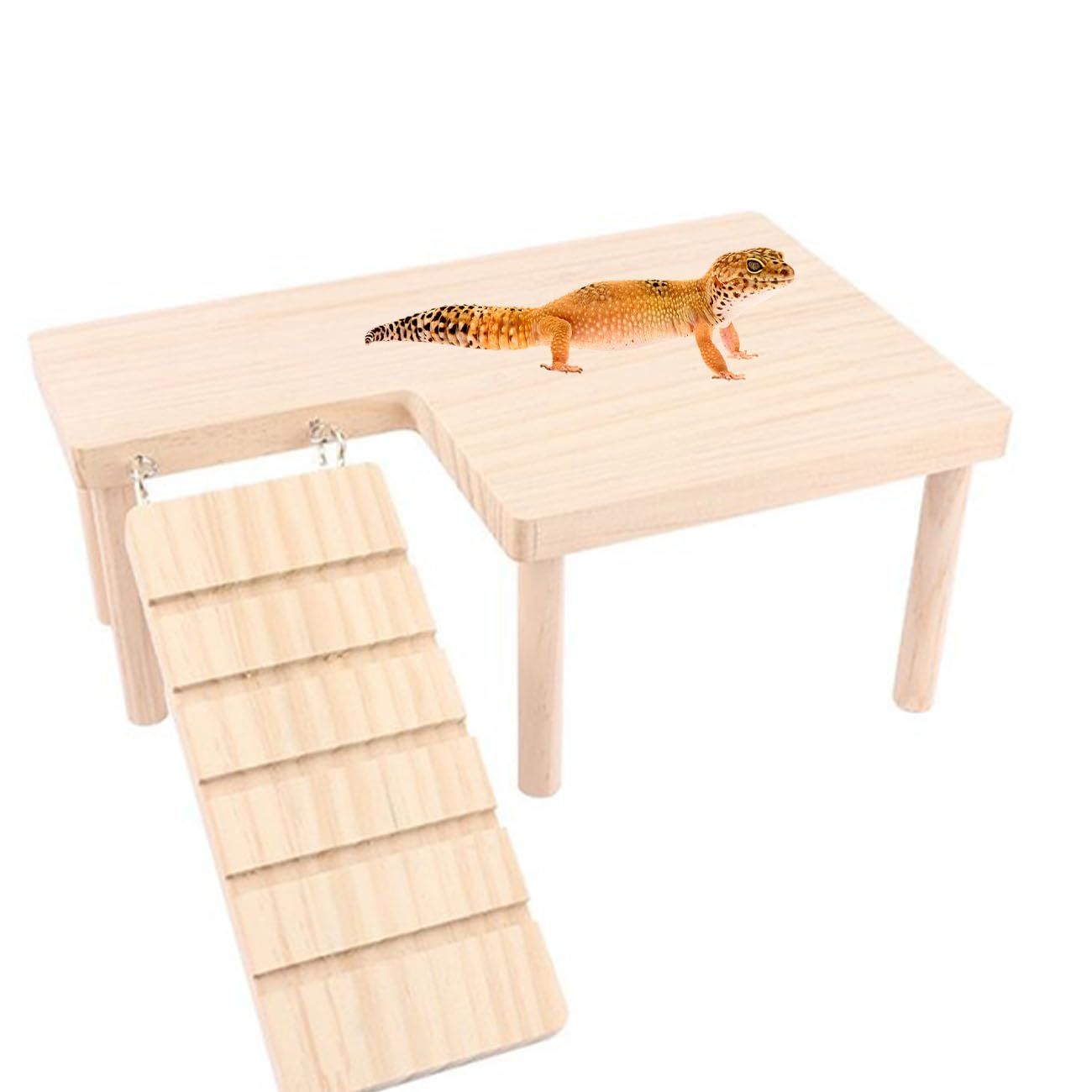 Reptiles Hideout Wooden with Climbing Ramp Bearded Dragon Hide Cave Wood
