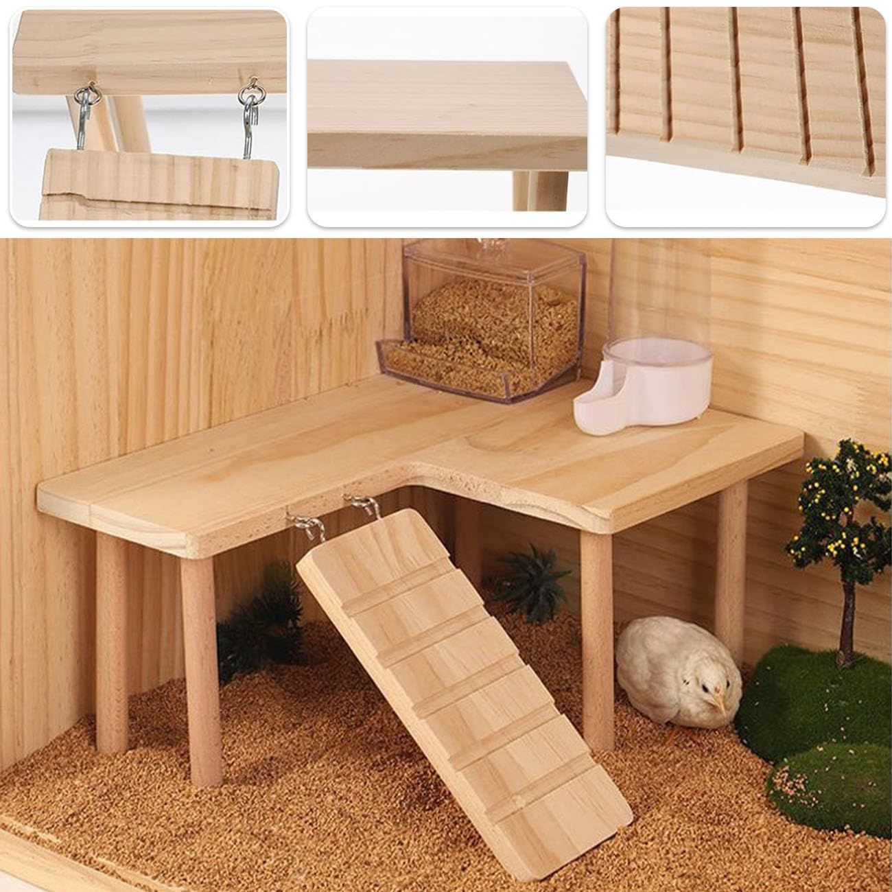 Reptiles Hideout Wooden with Climbing Ramp Bearded Dragon Hide Cave Wood view 2