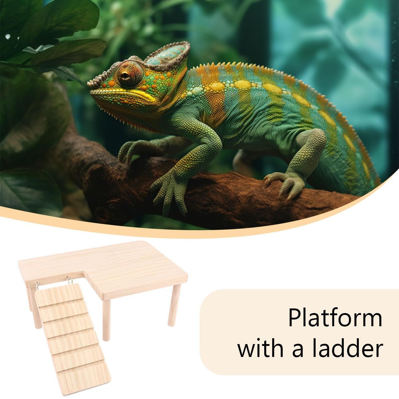 Reptiles Hideout Wooden with Climbing Ramp Bearded Dragon Hide Cave Wood view 3
