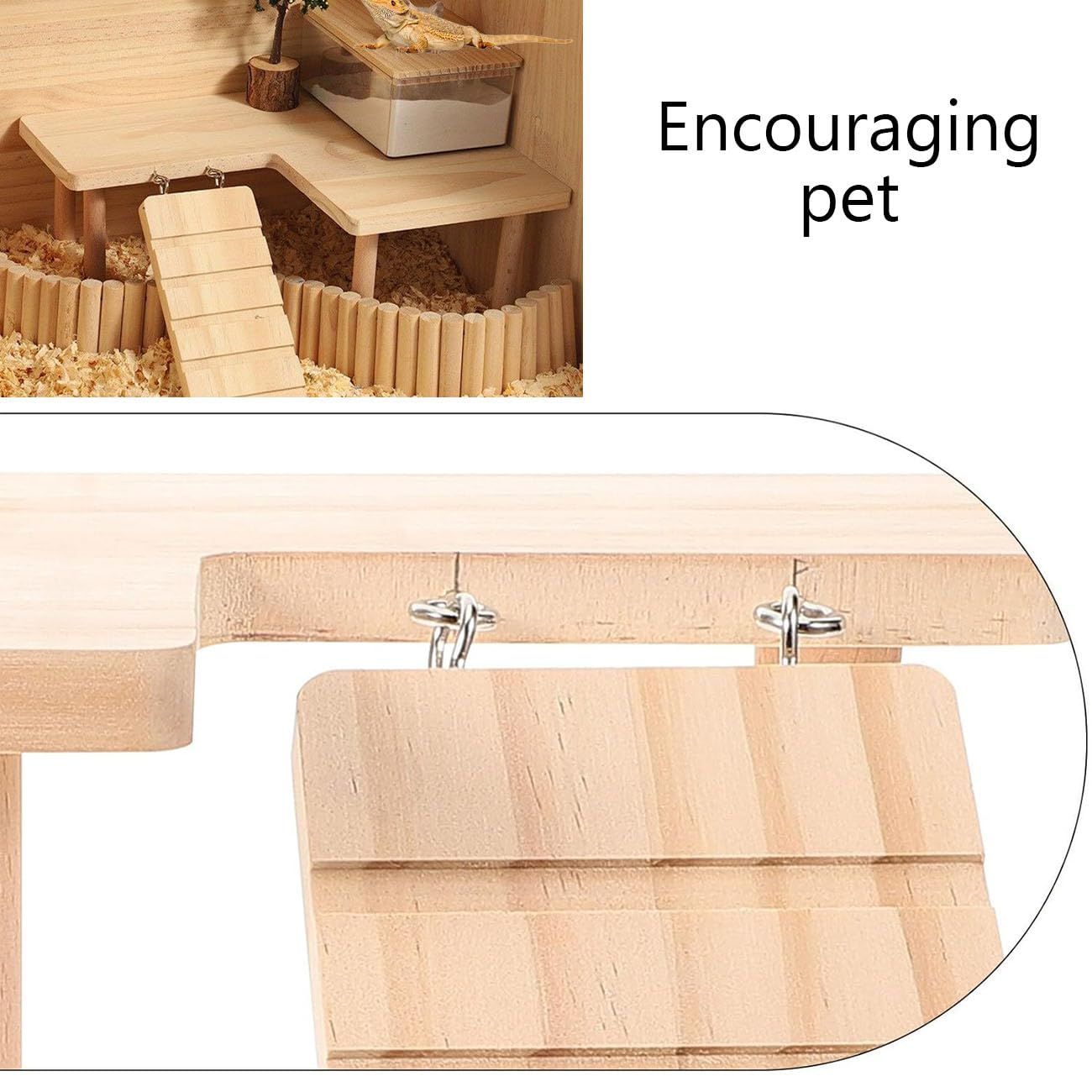Reptiles Hideout Wooden with Climbing Ramp Bearded Dragon Hide Cave Wood view 4