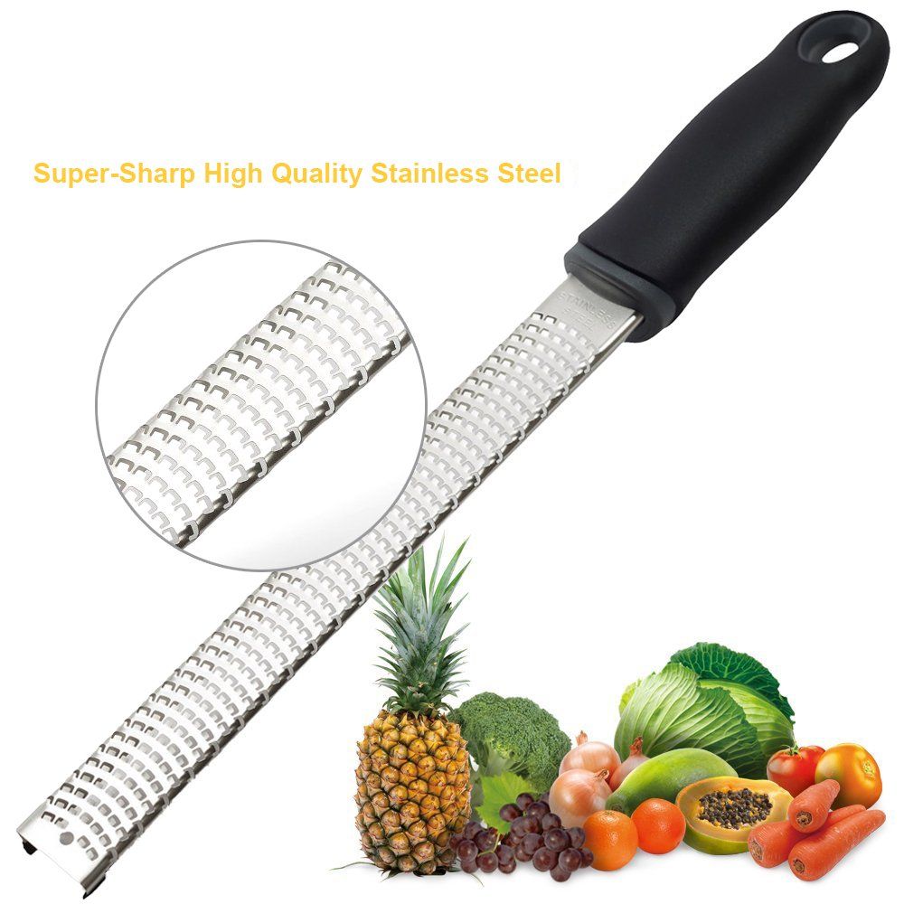 Lemon Zester, Stainless Steel Kitchen Cheese Grater, Plastic Cover Ergonomic view 3