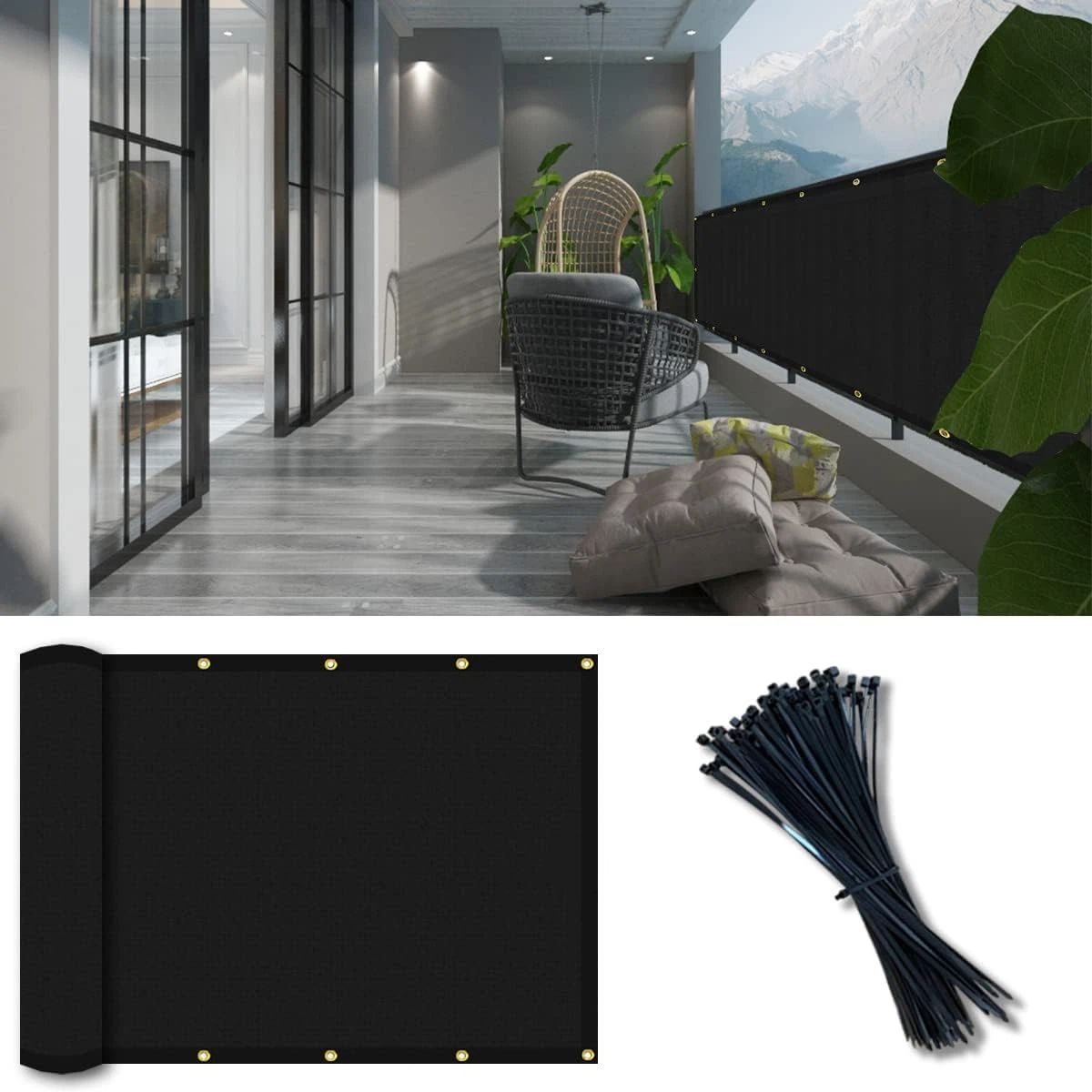 Balcony Privacy Screen Fence Cover 3'x10'