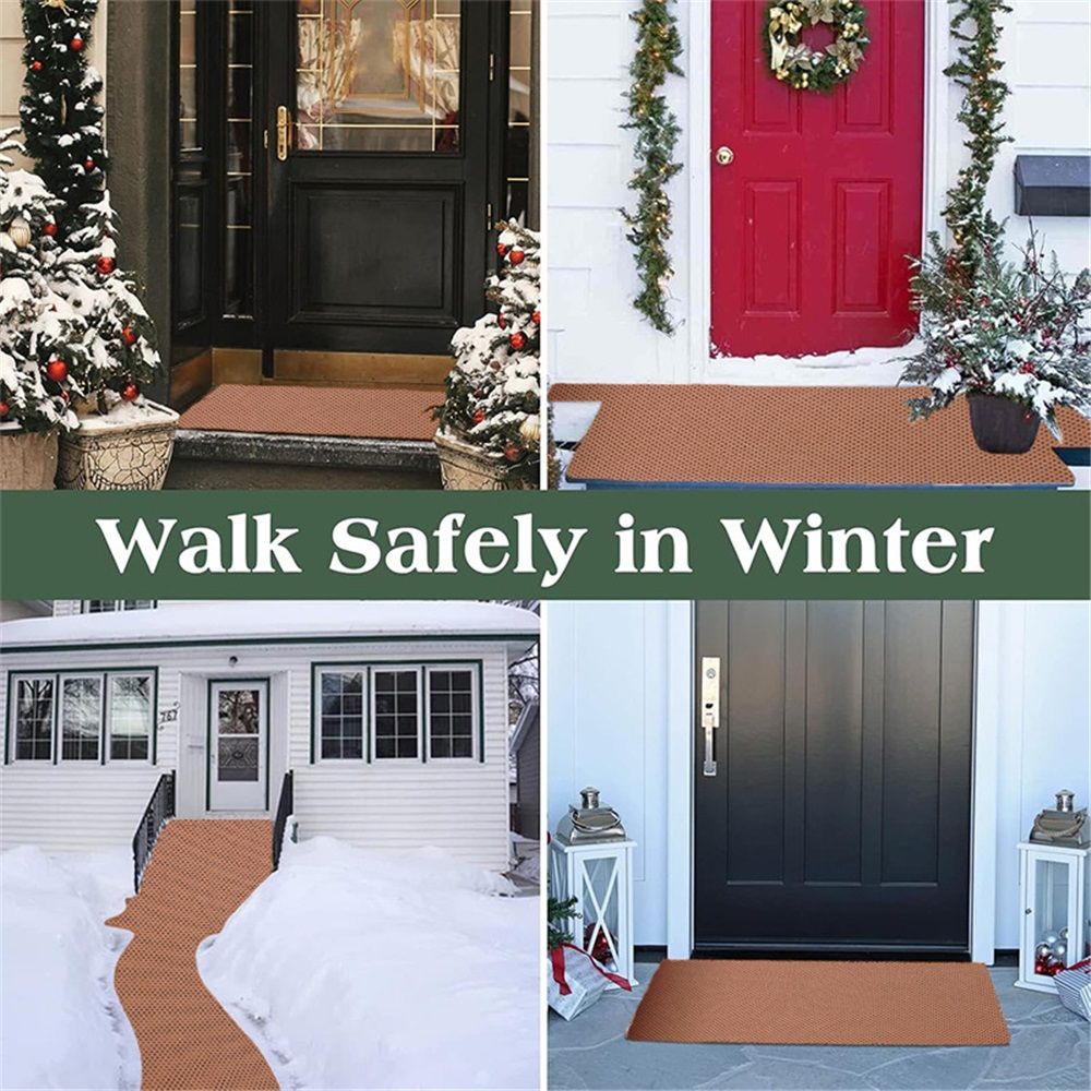 1 Pack 15.7 × 80 Inch No-Slip Ice and Snow Carpet Mats- Natural Coconut Fiber view 3