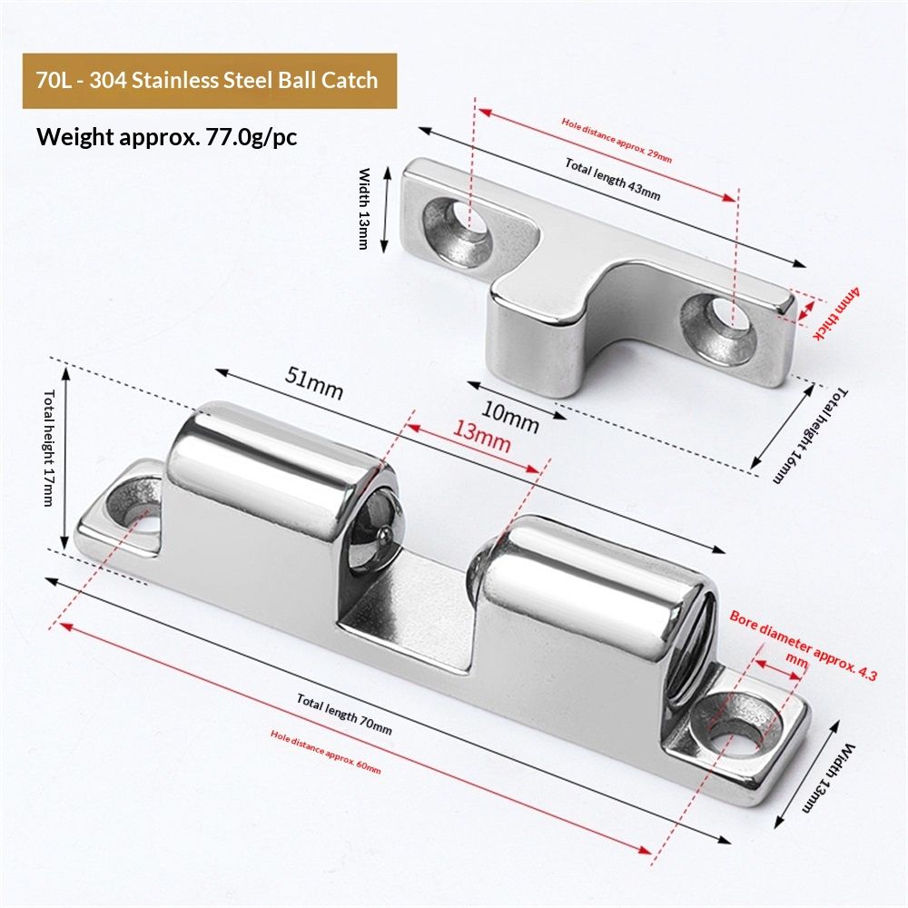 5Pcs 2.75"/ 70mm Double Ball Tension Roller Catch Latch view 5