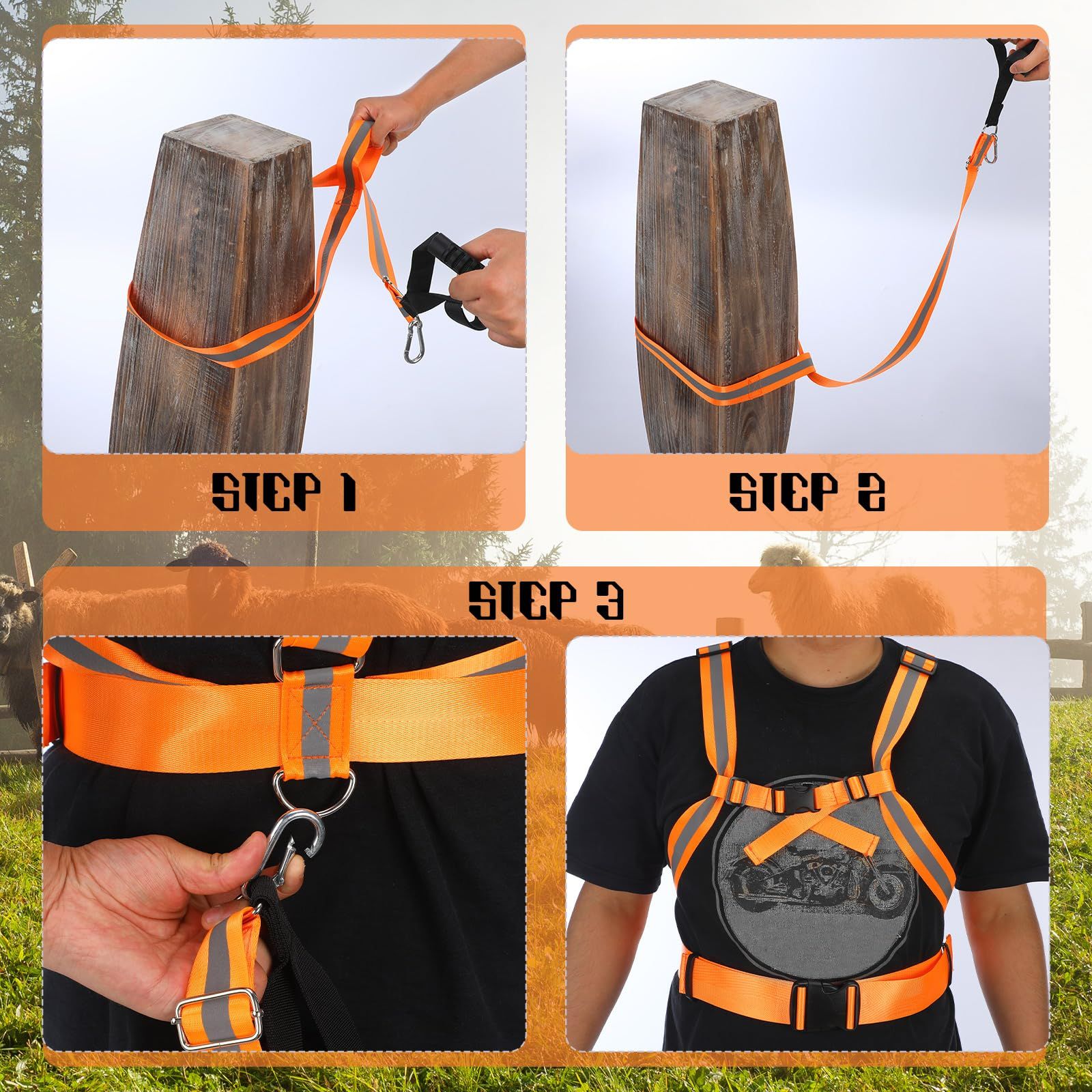 Deer Drag Strap and Dual Harness with Reflective Strips Heavy Duty Deer view 4